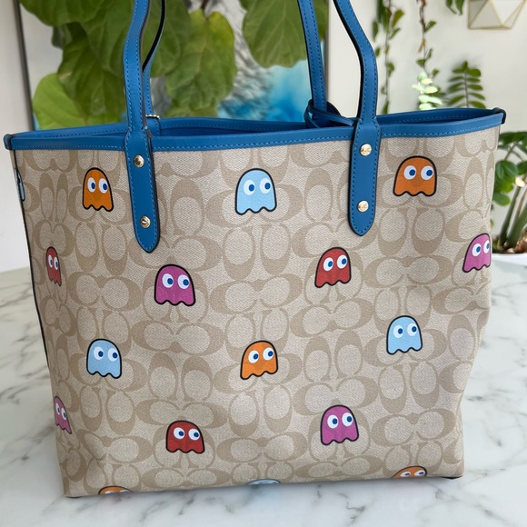 Coach Reversible City Tote Bag in Signature Canvas Pac Man Ghost Print f72905 - Picture 4 of 15